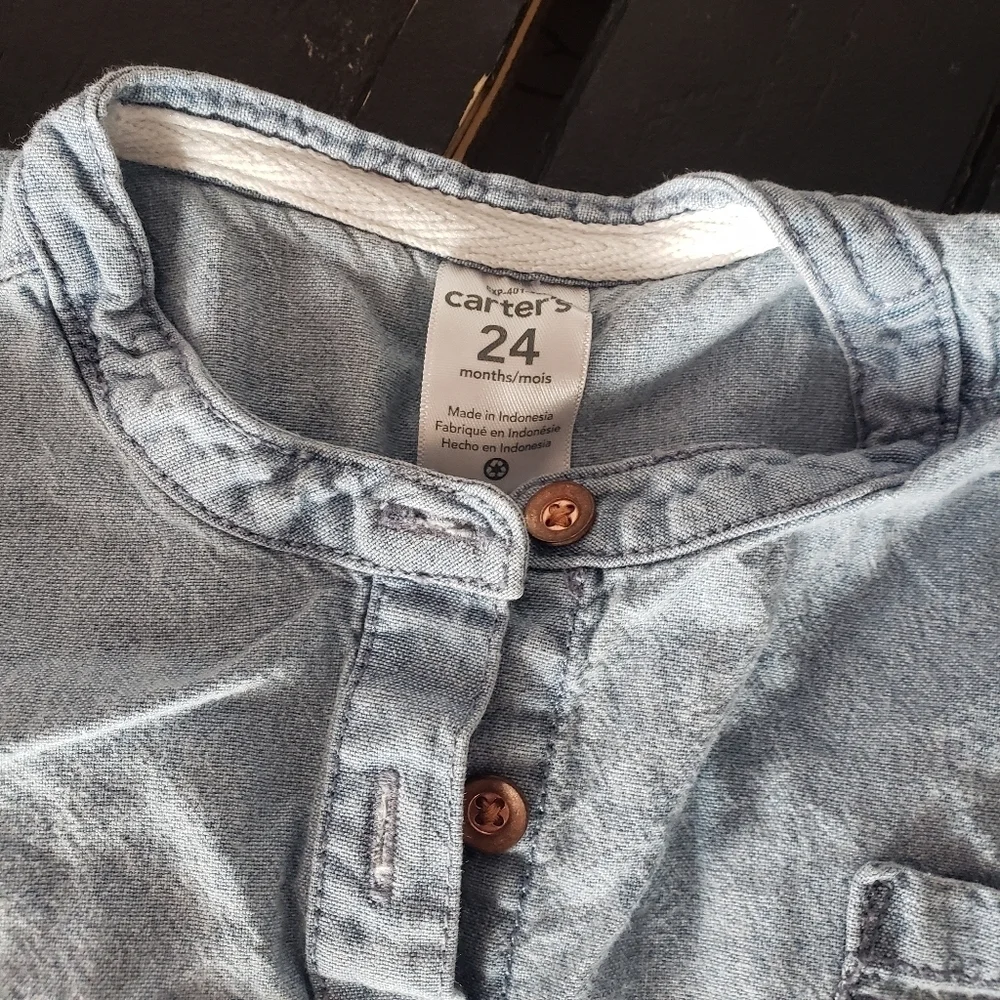 Carters Blue Denim Dress 24 Months Bloomers Set